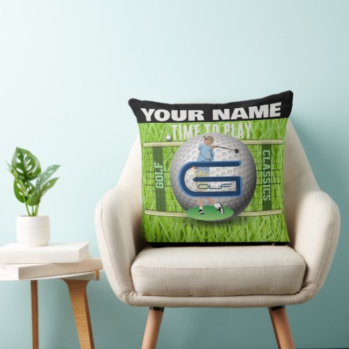 Personalized Golf Throw Pillow