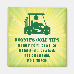 Personalized Golf Tip Golfer Cart Green Magnet