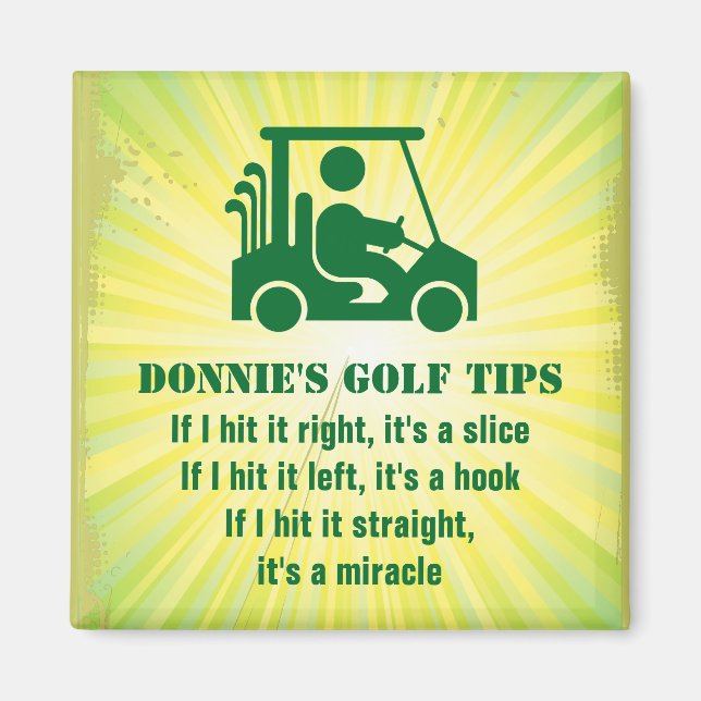 Personalized Golf Tip Golfer Cart Green Magnet (Front)