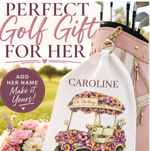 Personalized Golf Towel Pink Floral Golf Gift