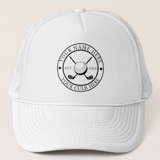 Personalized Golf Trucker Cap with Club Logo Print (Front)