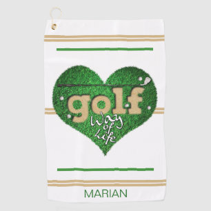 Personalized GOLF Way of Life White/Green/Mustard Towel