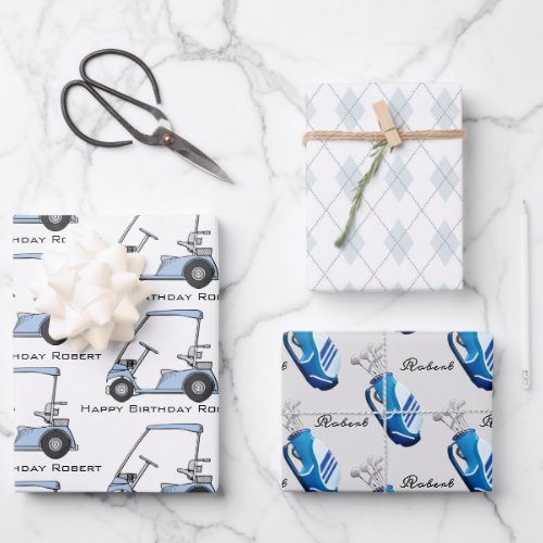 Personalized Golf Wrapping Paper Sheets