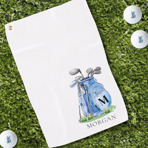 Personalized Golfer Blue Monogram Golf Towel