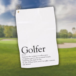 Personalized Golfer Definition Black and White Golf Towel