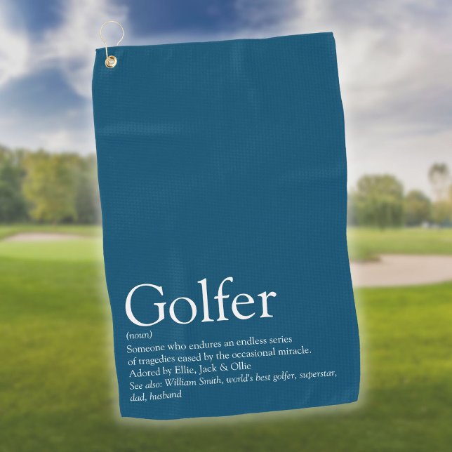 Personalized Golfer Definition Modern Blue Golf Towel (Personalized Golfer Definition Modern Blue Golf Towel)
