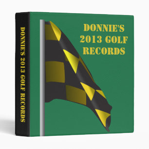 Personalized Golfer Golf Flag Score Record Keeping 3 Ring Binder