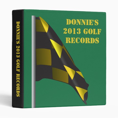 Personalized Golfer Golf Flag Score Record Keeping 3 Ring Binder