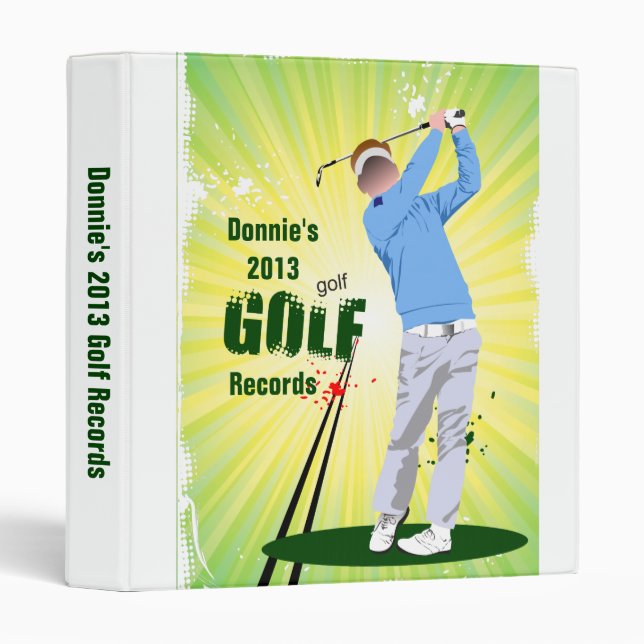 Personalized Golfer Golf Score Record Keeping Binder (Front/Spine)
