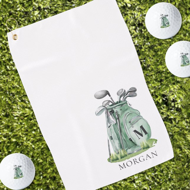 Personalized Golfer Green Monogram Golf Towel (Personalized Golfer Green Monogram Golf Towel)