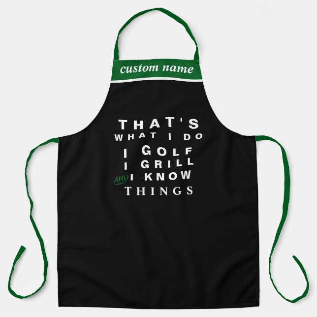 Personalized Golfer Grill Chef Apron | BBQ Gift (Front)