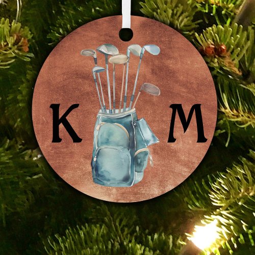 Personalized Golfer Monogram Modern Casual Metal Ornament