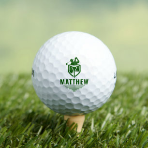 Personalized Golfer Name Template Modern Green Golf Balls