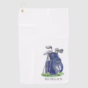 Personalized Golfer Navy Blue Monogram Golf Towel