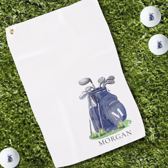 Personalized Golfer Navy Blue Monogram Golf Towel (Personalized Golfer Navy Blue Monogram Golf Towel )