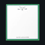 Personalized Golfer  Notepad<br><div class="desc">Personalized Golfers note pad featuring watercolor illustration of 2 clubs and golf ball with a green border.</div>