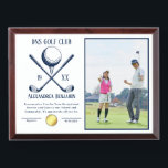 personalized Golfer Photo Award Plaque<br><div class="desc">Honor outstanding achievement on the course with this elegant Golfer Photo Gold Award Plaque. Featuring a sleek gold finish and space to showcase a personalized photo, this plaque is the perfect way to recognize golf tournament winners, club champions, or special milestones. Customize with names, dates, and event details to create...</div>