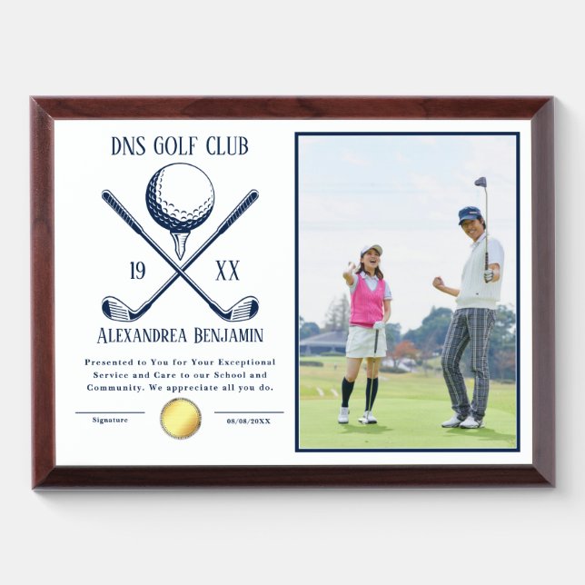 personalized Golfer Photo Award Plaque (Horizontal)
