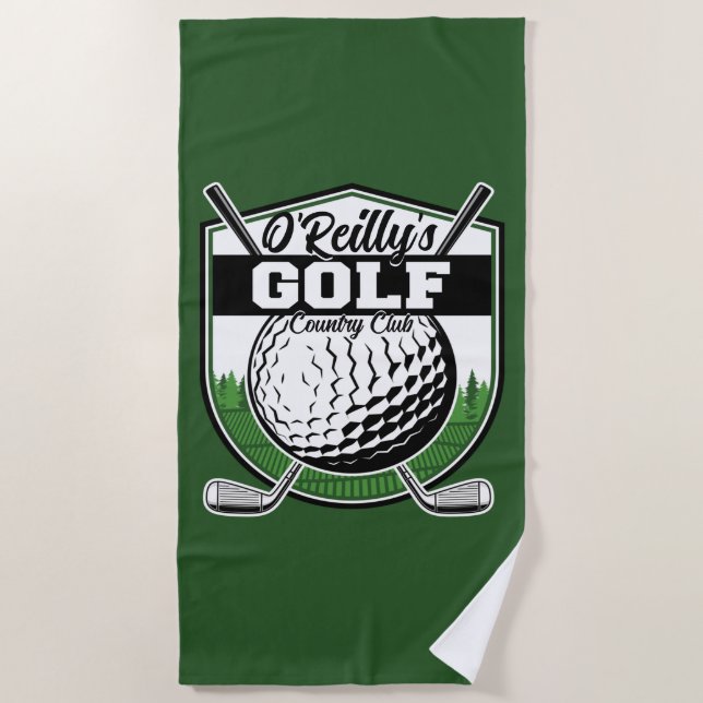 Personalized Golfer Player Pro Golf Country Club  Beach Towel (Front)