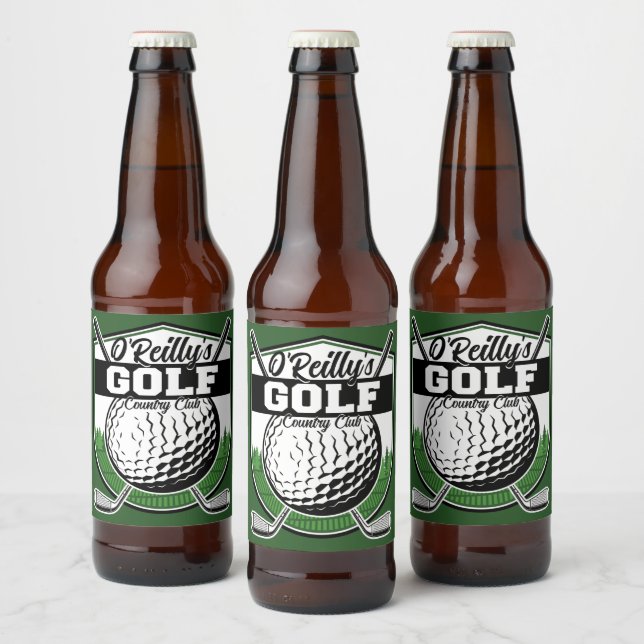 Personalized Golfer Player Pro Golf Country Club  Beer Bottle Label (Bottles)