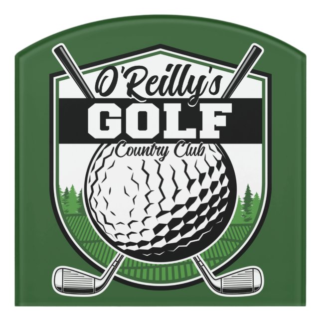 Personalized Golfer Player Pro Golf Country Club Door Sign (Contour Front)