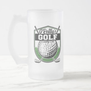 Personalized Golfer Player Pro Golf Country Club Frosted Glass Beer Mug