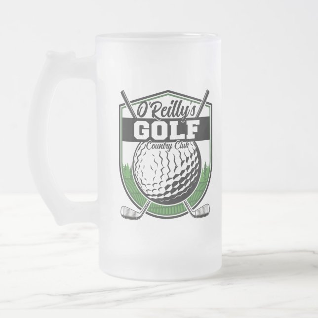 Personalized Golfer Player Pro Golf Country Club  Frosted Glass Beer Mug (Left)