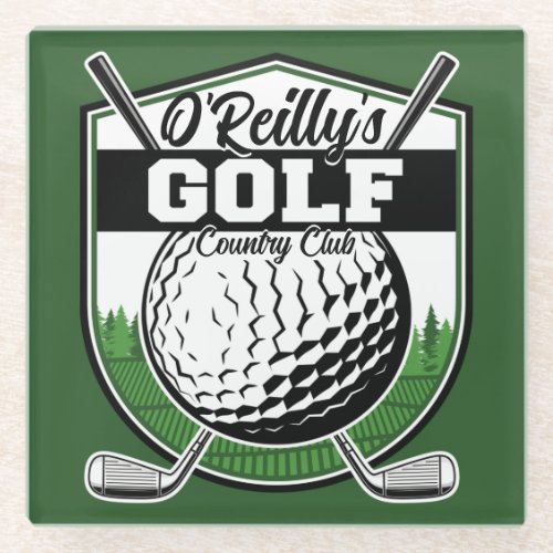 Personalized Golfer Player Pro Golf Country Club  Glass Coaster
