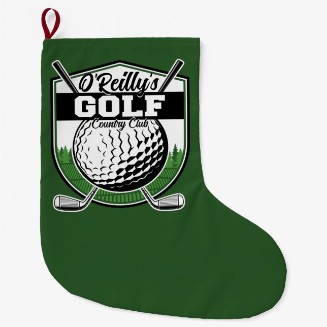 Personalized Golfer Player Pro Golf Country Club  Large Christmas Stocking (Front)
