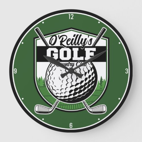 Personalized Golfer Player Pro Golf Country Club Large Clock