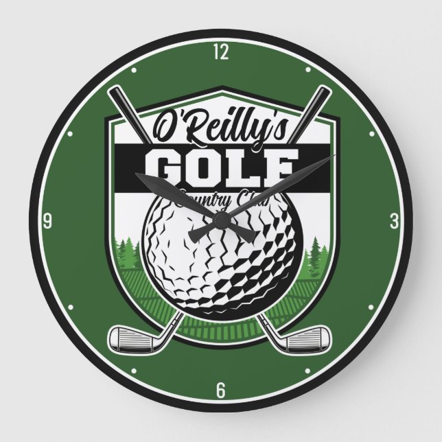 Personalized Golfer Player Pro Golf Country Club Large Clock (Front)