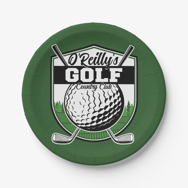 Personalized Golfer Player Pro Golf Country Club  Paper Plates (Front)