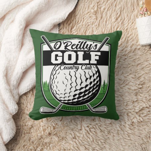 Personalized Golfer Player Pro Golf Country Club Throw Pillow