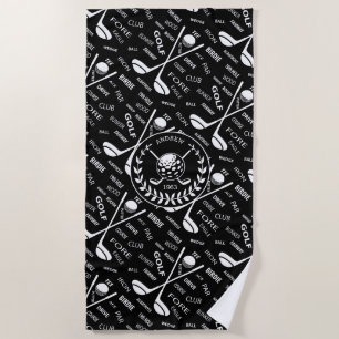 Personalized golfer stylish golf logo beach towel