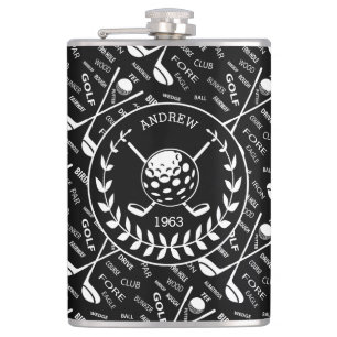 Personalized golfer stylish golf logo flask