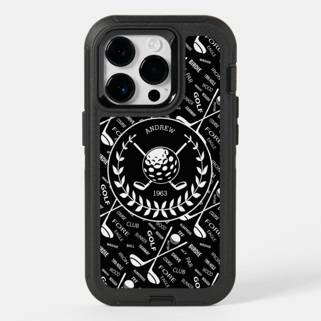 Personalized golfer stylish golf logo otterbox iPhone case (Back)