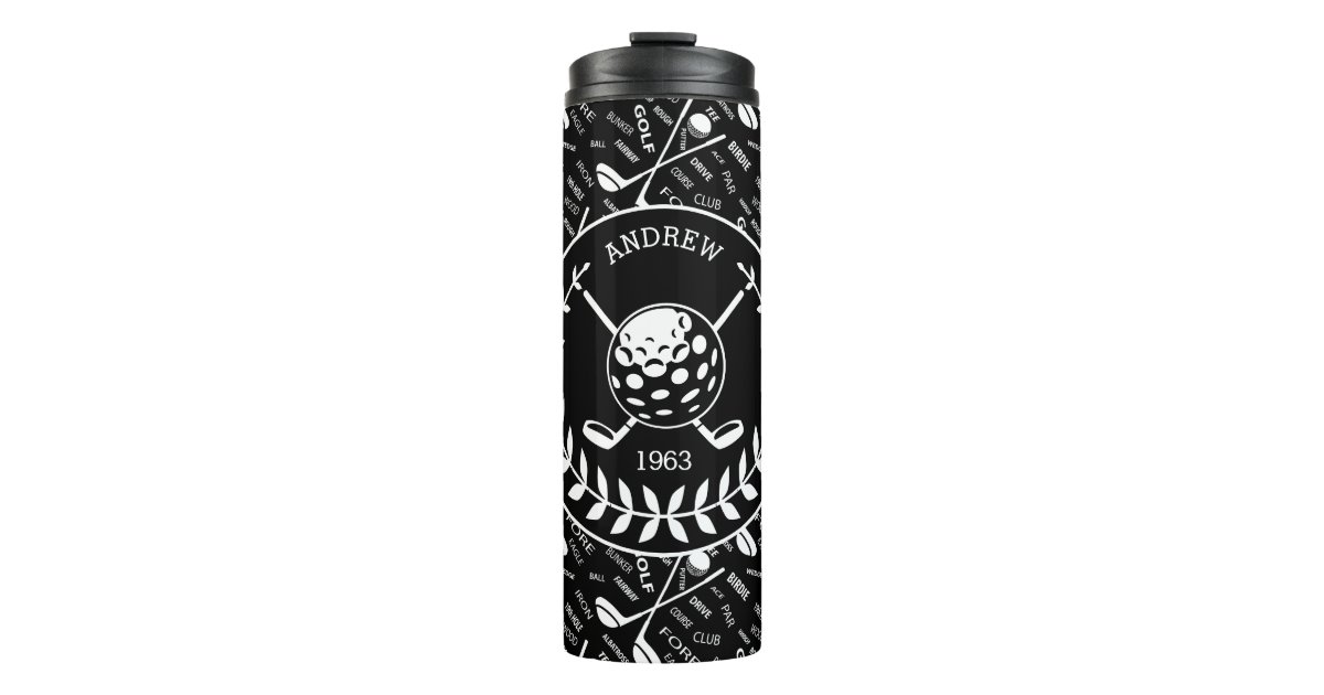 Personalized golfer stylish golf logo thermal tumbler | Zazzle