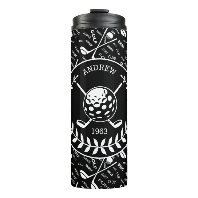 Personalized golfer stylish golf logo thermal tumbler (Front)
