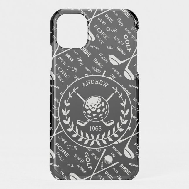 Personalized golfer stylish golf logo uncommon iPhone case (Back)