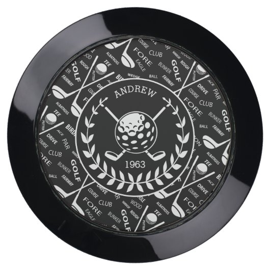 Personalized golfer stylish golf logo USB charging station (Front)