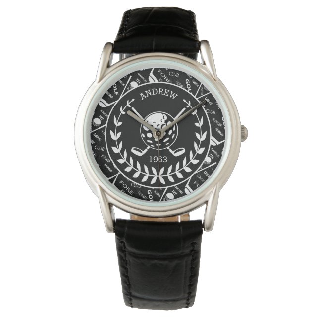 Personalized golfer stylish golf logo watch (Front)