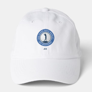 Personalized Golfer Women's Modern Blue & White Performance Cap