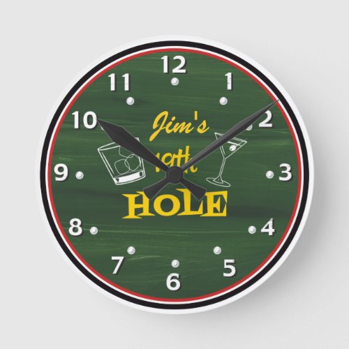 Personalized Golfers Clock 19th Hole Round Clock