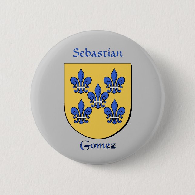 Personalized Gomez Historical Shield Pinback Button (Front)