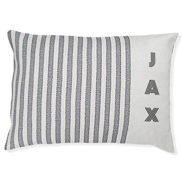 Personalized Good Looking Gray Stripe Dog Bed (Front)