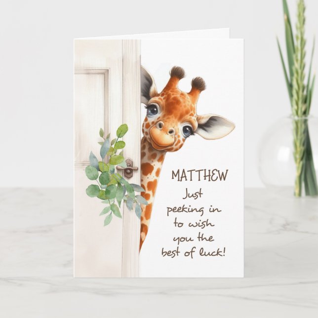 Personalized Good Luck Giraffe Card (Front)