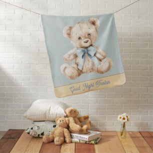 Personalized Good Night Teddy Bear Baby Name Blanket