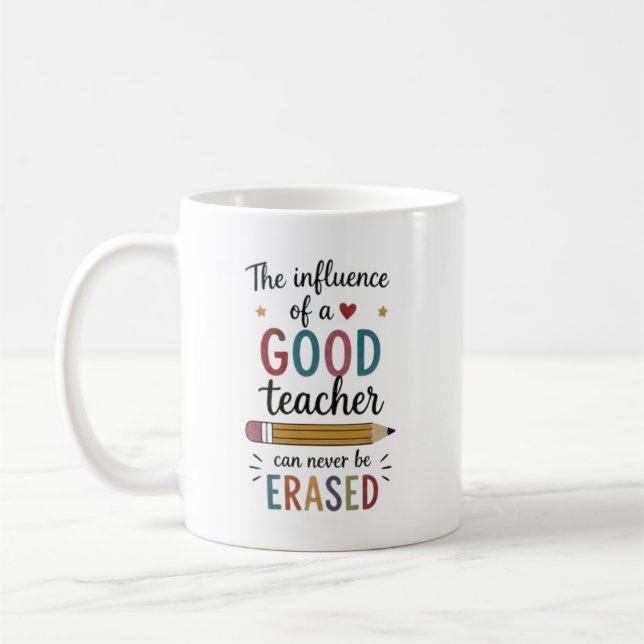 Personalized Good Teacher Appreciation Quote Coffee Mug (Left)
