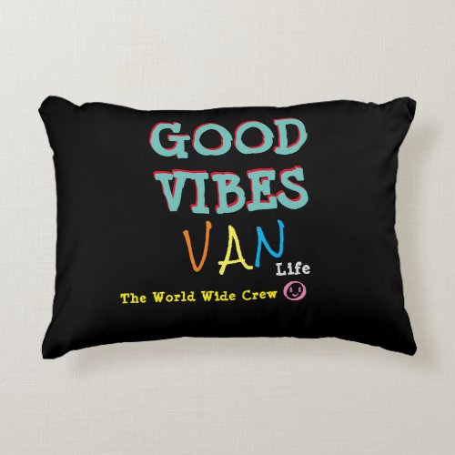 Personalized Good Vibes Van Life Camping Accent Pillow
