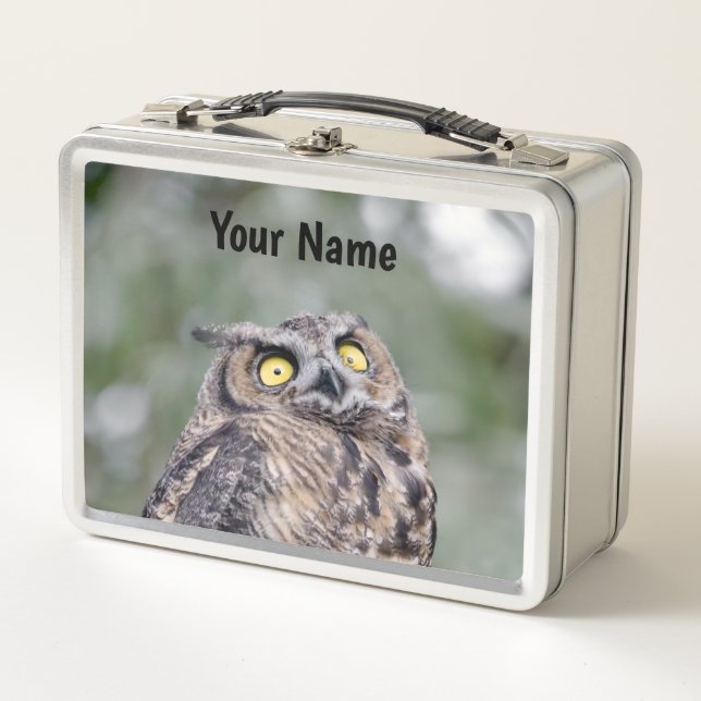Personalized Goofy Owl Lunchbox - Add Your Name (Front)